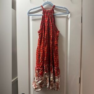 Floral Red Sleeveless Dress